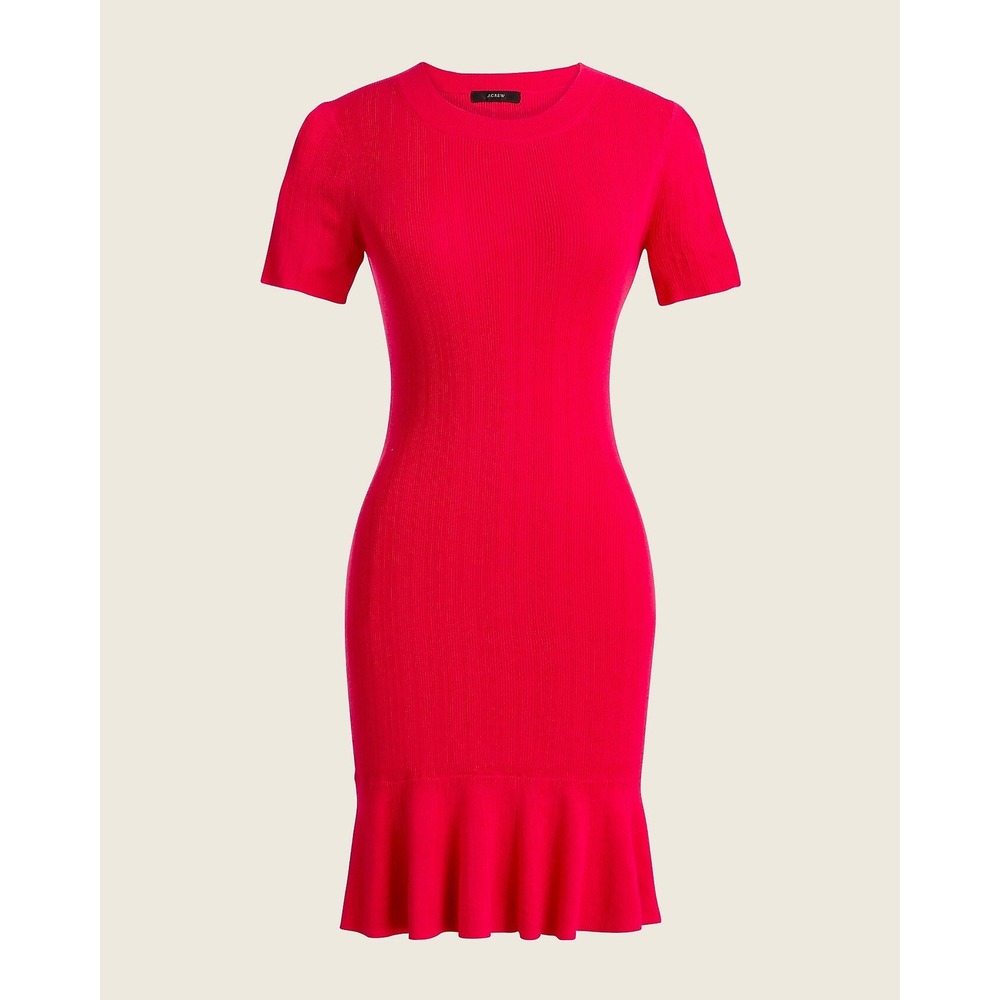 J.Crew Ribbed Knit Flare Mini Dress In Pink Size Medium Preppy Old Money Classic